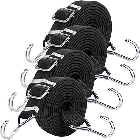 4 pezzi di corde elastiche con ganci, corde elastiche da 2 m con ganci, per trasporto biciclette, auto, attrezzi da rally