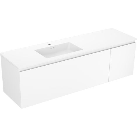 Mexen Orio mueble de ba帽o de 160 cm con lavabo Otis izquierdo, 1S, 1D, blanco mate - 91A13-16047-3-BBFF01-W18L01 (1/5)