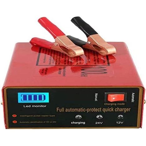 12V/24V Chargeur de Batterie pour Voiture Intelligent Automatique Mainteneur, au Lithium, Plomb Acide Batterie, 140W 6Ah à 105Ah, avec LED écran