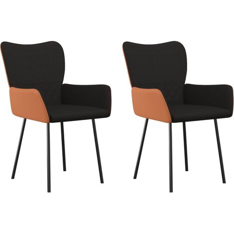 Esszimmerstühle 2 Stk. Schwarz Stoff und Kunstleder vidaXL (1/5)