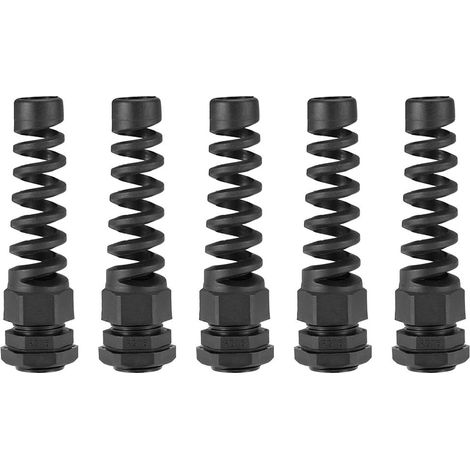 PG16 Presse-étoupe 10mm-13mm Fil Trou Imperméable Nylon Joint Réglable Contre-écrou avec Décharge de Traction Noir 5Pcs (1/4)