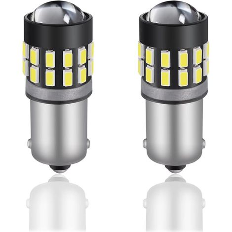 2PCS T4W BA9S LED Ampoule Blanc 12V 30SMD 3014 Puces LED T11 53 pour Voiture Moto Feux de Position Latéraux Intérieur Lumière Éclairage de la Plaque d'immatriculation Feux de Recul (1/5)