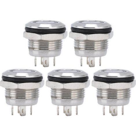 Vendus par paquets de 5 : interrupteurs tactiles à bouton-poussoir en métal ultra-courts de 12 mm avec LED, à réinitialisation automatique, à fonctionnement momentané, ultra-minces, étanches, DC1224V, (1/5)