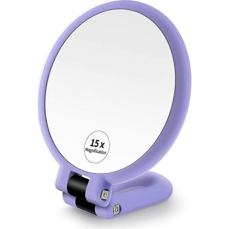 Miroir de poche grossissant 202415x, miroir de voyage pliable, miroir de maquillage double face sur pied (1/5)
