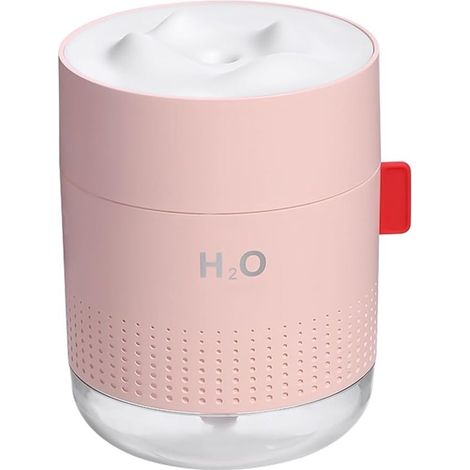 Mini humidificador recargable por USB con pantalla LCD de iluminación ambiental，humidificador portátil de 500 ml para dormitorio，500 ml，rosa