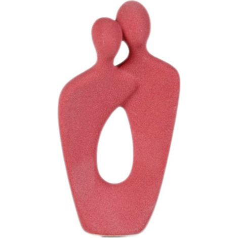 Figurine Sculpture Abstraite Moderne Poterie Décoratif Cadeau Amoureux Couple Gris Blanc Rouge (1/5)