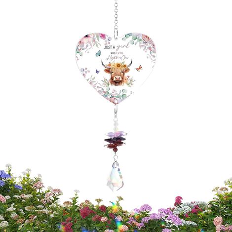 Décoration de Fenêtre Pendentif Romantique en Acrylique Suspension Charme Mignon de Vache Écossaise Décoration de Porte Pour Filles Amies Sœur Porte Mur Salon Chambre à Coucher Bureau (1/5)