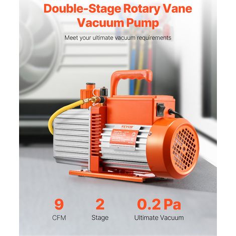Pompe à Vide Climatisation, 255 L/min, Pompe à Vide Frigoriste CVC Palettes Rotatives 2 Étages, avec Bouteille d'Huile, Dégazage Résine, Entretien Climatiseur Automobile, pour R134a, R22, R410a (1/5)