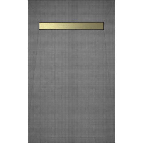 Plato de Ducha Alicatable 120×90 con Rejilla lineal oro cepillado y Desagüe