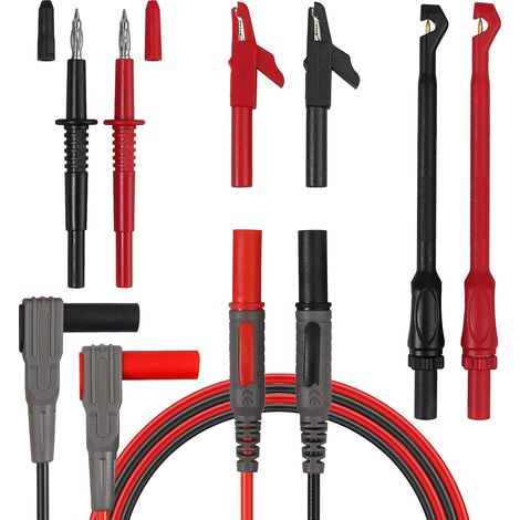 Kit de Fil de Test Automobile, Sondes de Multimètre Sonde de Test à Pince Perforante Signal de Rupture de Fil de Perforation avec Siège Banane 4 mm Cordons de Mesure Cat III 1000V Cat IV 600V (1/5)