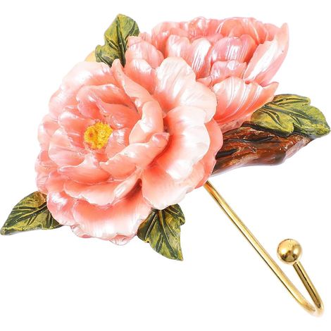 Crochet ou Porte-serviettes Décoratif Forme de Fleur Style Européen Mural en Résine Embossée Texture Lisse et Gain de Place pour Salon, Entrée (1/5)