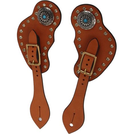 1 paire de sangles d'éperons western rétro avec boucle, pour l'entraînement des chevaux, équipement de protection marron (1/5)