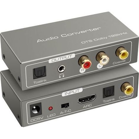 Adaptateur HDMI ARC Numérique Analogique Convertisseur Audio Extractor vers SPDIF Coaxial Optique RCA L R Sortie Stéréo 3.5 mm pour Amplificateur Barre de Son Projecteurs etc (1/5)