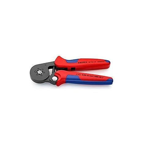 KNIPEX 97 53 14 Pinza per terminali a bussola, con regolazione automatica per crimpaggio laterale con manici multicomponente brunita 180 mm