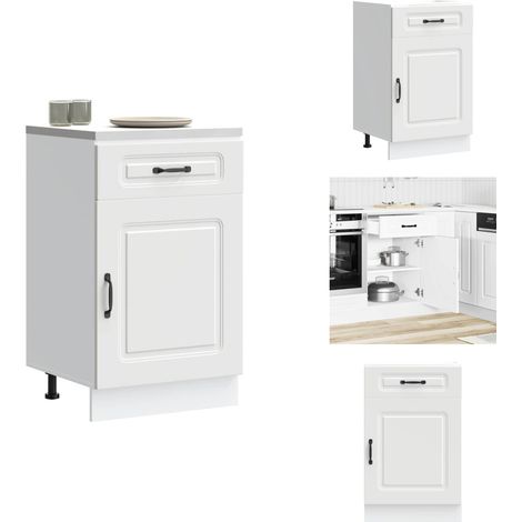 Armoire de cuisine Kalmar blanc bois d'ingénierie - Armoire De Cuisine - Armoires De Cuisine - Meuble Bas D'évier - Meuble Bas D'évier De Cuisine (1/5)