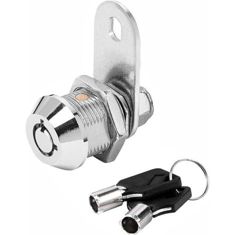 Serrure à came tubulaire cylindrique, accessoires de boîte à outils, serrure de porte en alliage de zinc avec 2 clés pour camping-car, boîte aux lettres, armoire de classement (1,6 cm) (1/5)