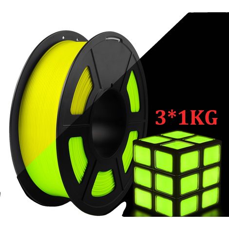 Filamento PLA, fosforescente, compatibilità universale, 3 pezzi PLA giallo (1/2)