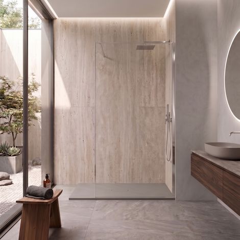 Parete Walk-in 80 cm Vetro Trasparente e Profilo Cromo - Escape (1/4)