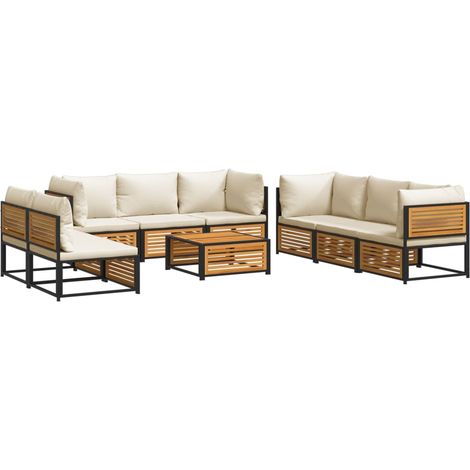 vidaXL Set Divano Giardino 9 pz con Cuscini Legno Massello di Acacia (1/5)