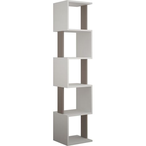Libreria in legno "Piri" - 35 x 30 x 161 cm - Bianco Mocha Chiaro
