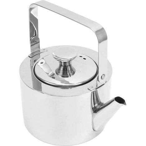 Teekanne aus Edelstahl mit Filter, dicke Metall-Pfeifkanne mit ergonomischem Griff, für alle Herdarten geeignet, klein, 1 Liter (1/5)