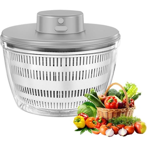 Essoreuse à Salade électrique, 4000 ML Grande Capacité Essoreuse à Salade Automatique, Déshydrateur pour Fruits et légumes avec Couvercle, séchage Rapide, Rechargeable par USB mixeur Salade (1/5)