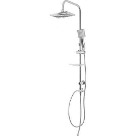 Colonna doccia attrezzata luna ottone cromato soffione e doccetta quadrati materiale staffe a parete ottone - pezzi 1