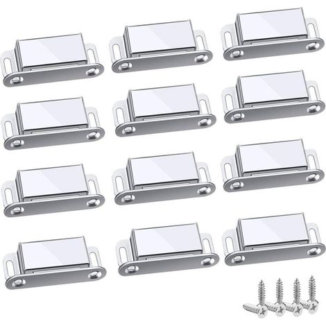 Magnetic Latches, 12 Pieces Magnetic Latches, Powerful and Robust, Up to 6kg, for Drawers, Shower Doors, Wardrobes, Cupboards, Cabinets, Furniture (45mm-12pc) (1/5)