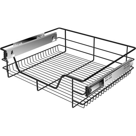 KESSER® Teleskopschublade Küchenschublade Küchenschrank Korbauszug Schrankauszug Vollauszug Schublade 1x 60cm - Schwarz