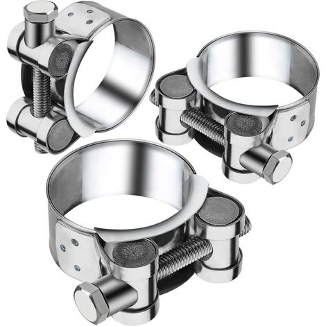 Collier Echappement 64-67mm Manchon Echappement 3 Pièces Collier Echappement Moto D'échappement Pinces Turbo Collier de Serrage Inox Tuyaux Gaines Ventilation pour Accessoires de Tuyaux D'échappement (1/5)