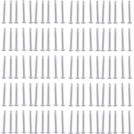 100 Phillips-Bohrschrauben mit rundem Unterlegscheibenkopf, Edelstahl 410, 4,8 x 50 mm, 100 Stück (1/5)
