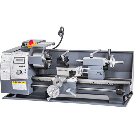 Tour à métaux 750W – Vitesse variable 0-2250 RPM – Mandrin 3 mâchoires – Pour pièces longues et fines – Machine robuste en fer (1/5)