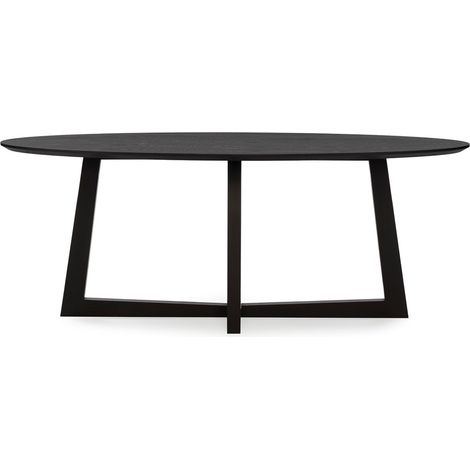 Table de salle à manger ovale placage chêne LUVIO 200cm-Noir (1/5)