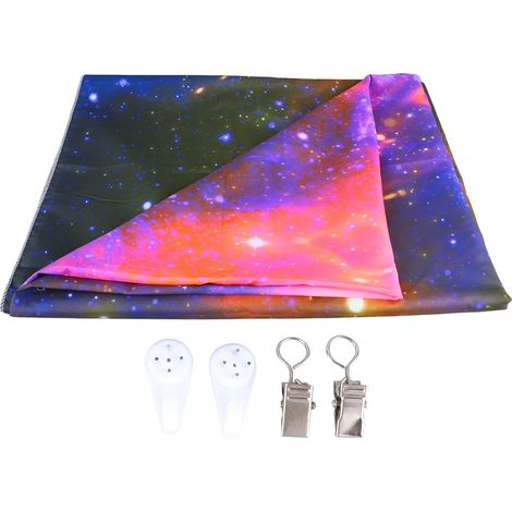 Tapis mural UV Néon Voie Lactée Ciel Étoilé Fluorescent, Doux et Confortable, Décor de Chambre et Fête, Réactif à la Lumière Noire, GTXK (155), 150x130cm (1/5)