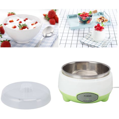 Mini yaourtière de cuisine domestique, yaourtière en acier inoxydable à température constante, appareil à natto au vin doux, norme européenne verte 220 V (1/5)
