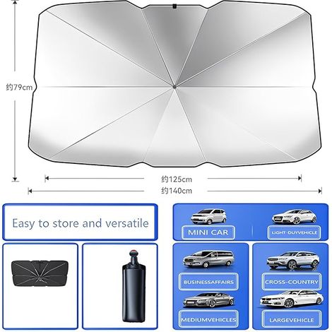 Faltbarer Sonnenschutz für Pkw, SUVs und Lkw mit UV-Schutz.