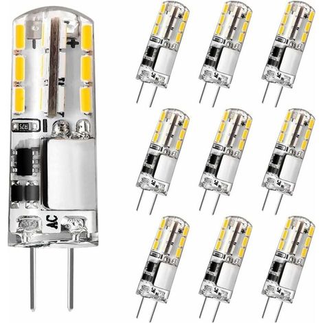 Ampoule G4, Ampoule G4 LED 2W 180LM, Équivalent 20W Ampoule Halogène, Blanc Chaud 3000K, AC/DC 12V, Sans Scintillement, Ampoule à Économie D'énergie pour Hotte Aspirante, Non Dimmable, Lot de 10 (1/5)