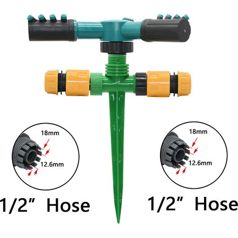(E) Arroseur rotatif automatique avec support pour jardin et pelouse, arrosage rotatif à 360 degrés, buse d'irrigation pour plantes agricoles (1/5)