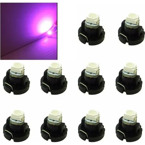 Lot de 10 ampoules LED T4.2 basse consommation, compatibles avec les lampes de contrôle de tableau de bord NEO en forme de coin, rose/violet. (1/5)