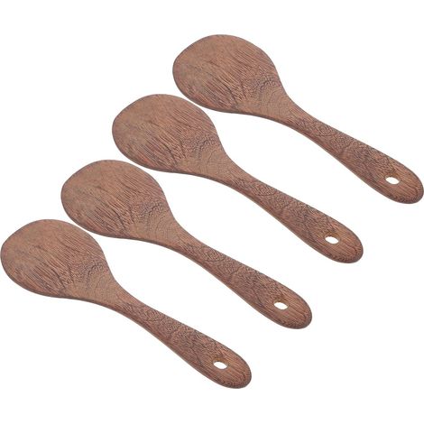 Lot 4 spatules bois wengé ergonomiques, pagaies service salades, pommes de terre ou desserts maison