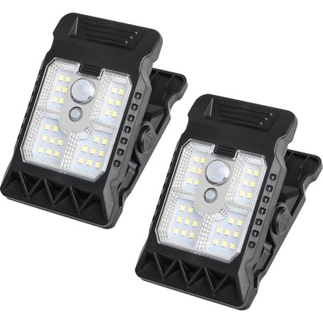 Lampe solaire à pince (2 pièces) - Détecteur de mouvement - Réglable - Idéale pour le jardin, le garage, le camping et l'éclairage de secours (1/5)