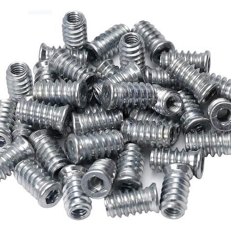 M6 Inserts d'écrou, 30pcs Insert fileté Bois, Insert Bois, Écrou Hexagonal filetéalliagezinc, Douille hexagonale à Visser, Tête pour Meubles en Bois, Insert Fileté Bois Ecrou Hexagonal (1/4)