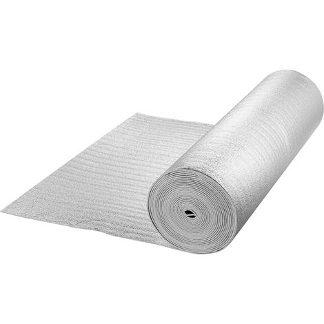 Mophorn Doppelt Reflektierende Isolierrolle, Strahlungsbarriere mit Schaumstoffkern, 5,5mm, 48Zollx50 Fuß, Doppelseitiges Hitzereflektierendes Schild aus Aluminiumfolie und EPE-Schaum, Wärmedämmrolle