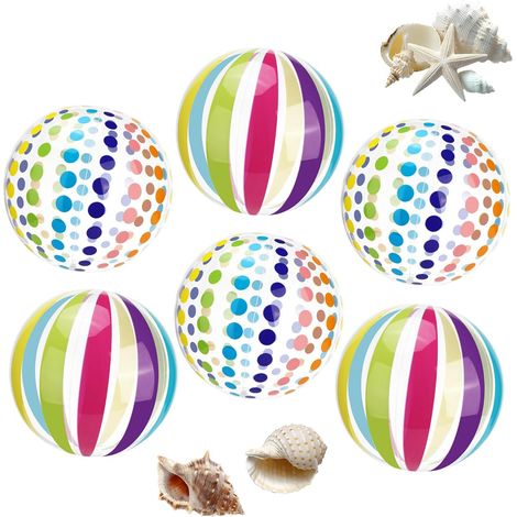 6-teiliges aufblasbares Strandball-Set, 30 cm Durchmesser, bunte aufblasbare Strandbälle, Strand- und Poolspielzeug, für Schwimmbad, Strand und Outdoor-Aktivitäten (1/5)