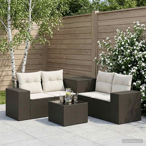 Set di divani 6 pz Nero e Bianco Crema vidaXL (1/5)