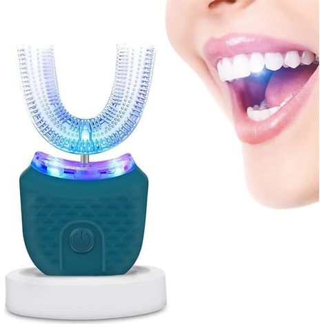 Brosse à dents électrique en forme de U – brosse à dents ultrasonique entièrement automatique avec indice d'étanchéité IPX7 pour un nettoyage buccal complet-AquaForge