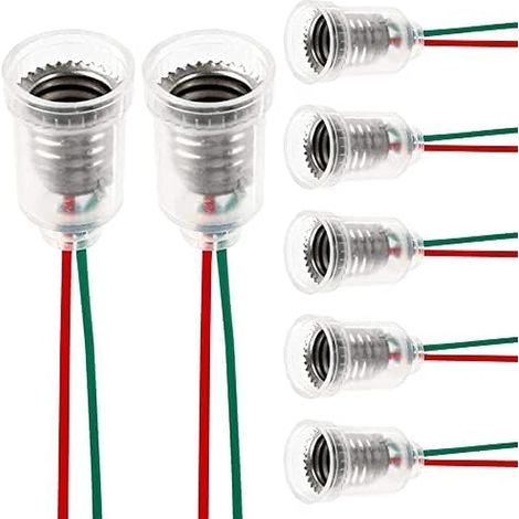 12 Stück E10 Lampenfassungen Mit Draht 220V 0,5A 5W Sockel Mit Plastik Halter für LED Schraublampen - Home Experiment Elektrischen Test Zubehör (1/5)