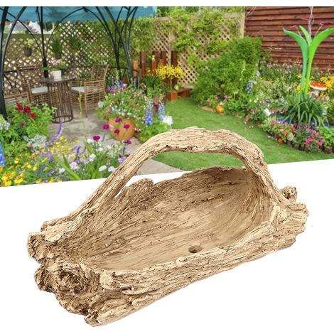 Macetas de resina con aspecto de ébano, perfectas para suculentas, con efecto de madera a la deriva natural. Ideales para alféizares, escritorios o mesas de salón. Dimensiones: 29 x 12,5 x 13,5 cm, co (1/5)