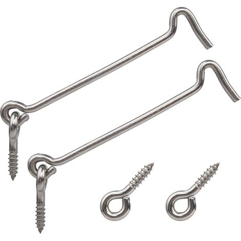 Ösenhaken aus Edelstahl 304 – 2er-Pack, 150 mm, silberfarben, für Fenster, Gärten, Garagen oder Schiebetüren