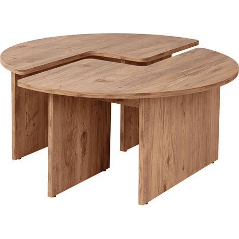 Calicosy – Table basse ronde en pin atlantique 90 x 90 x 41 cm – Surface lisse facile à nettoyer – Design élégant pour salon moderne (1/5)